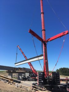 Bridge 31 at Hwy 11 - double picking NU girders - east span 2nd girder